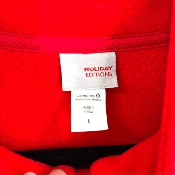 Holiday Editions Women's Fleece Sleeveless Zip-Up Mock Neck Santa Vest Red Large - Picture 6 of 7